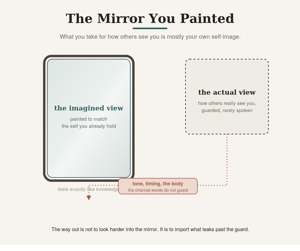 The looking-glass: the imagined view versus the actual one.